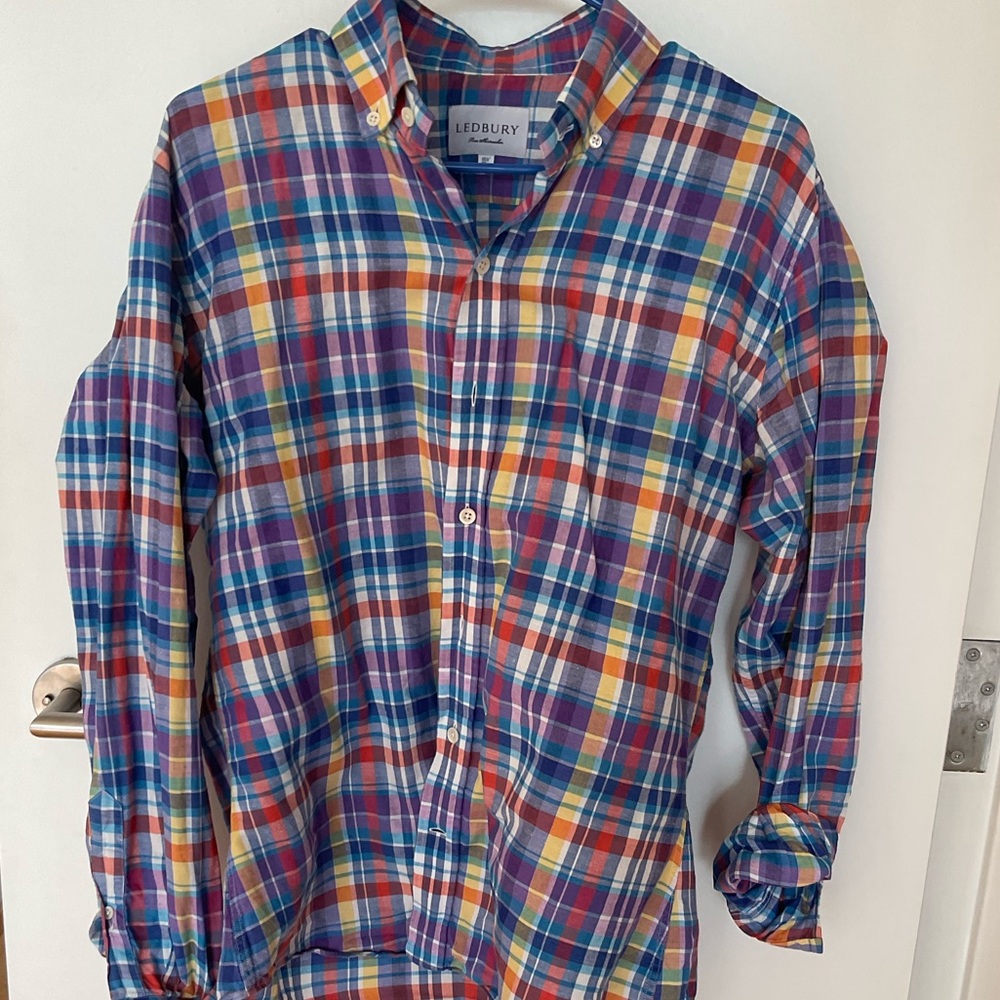 Ledbury blue plaid linen shirt